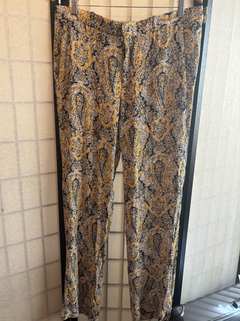ZARA WOMAN Paisley Boho Print Straight Leg Trousers, Viscose, Made in Morocco